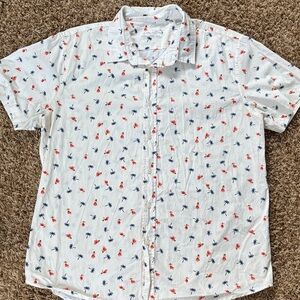 Men's White and Blue Palm Print Hawaiian shirt from Cotton & Co.